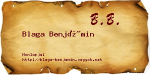 Blaga Benjámin névjegykártya